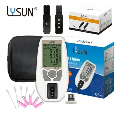 Alat Pengukur Kolesterol Lysun, Alat Pengukur Lipid Portabel, Kit Uji Kolesterol 3 in 1